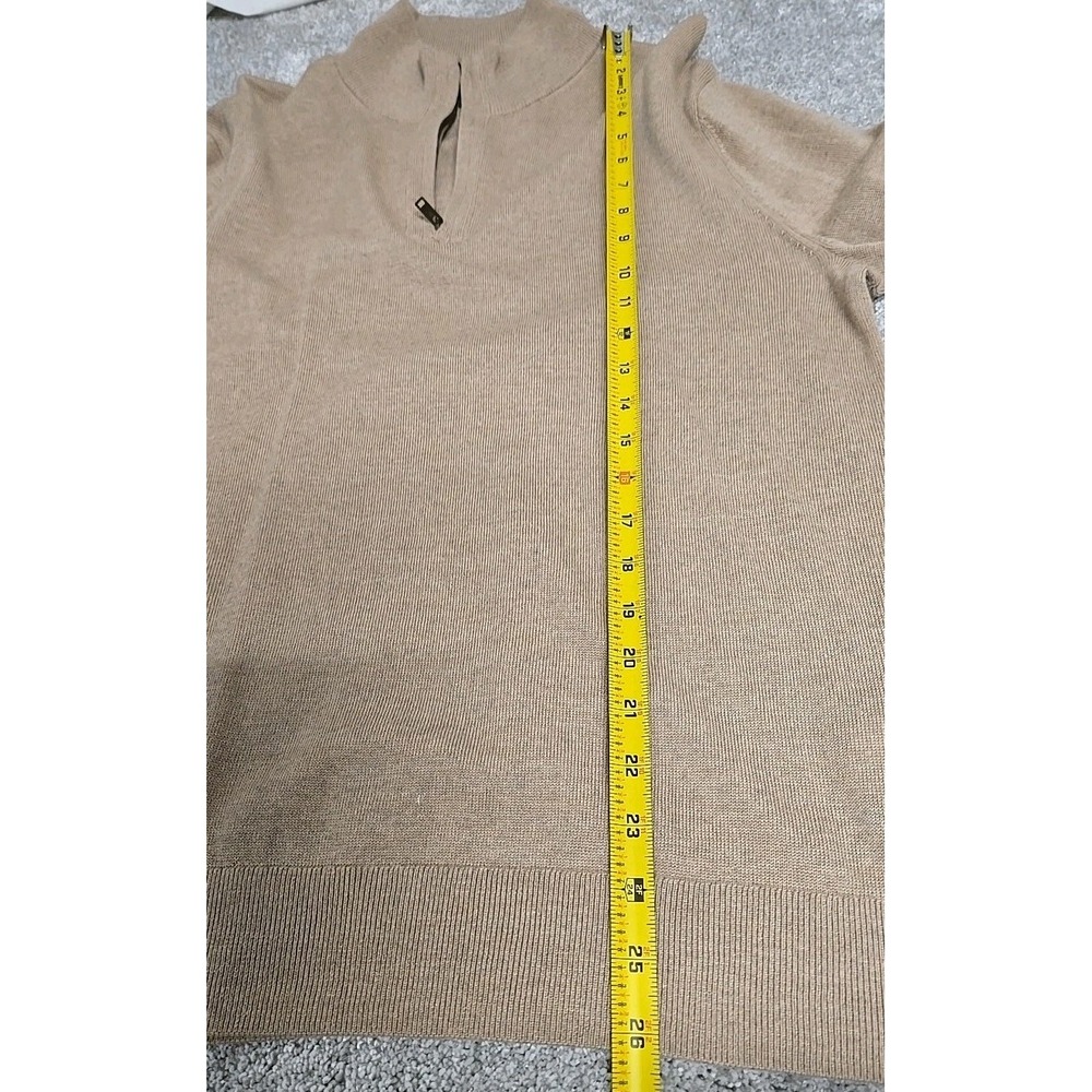 Banana Republic 100% Merino Wool ‎ Quarter Zip Pullover Sweater Beige Men's Sz L - Picture 6 of 10